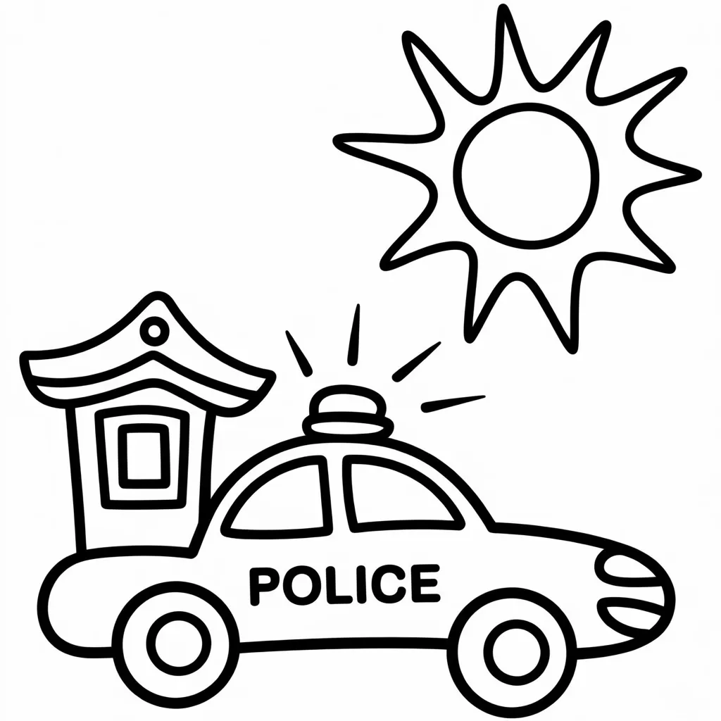 police car in front of a police station