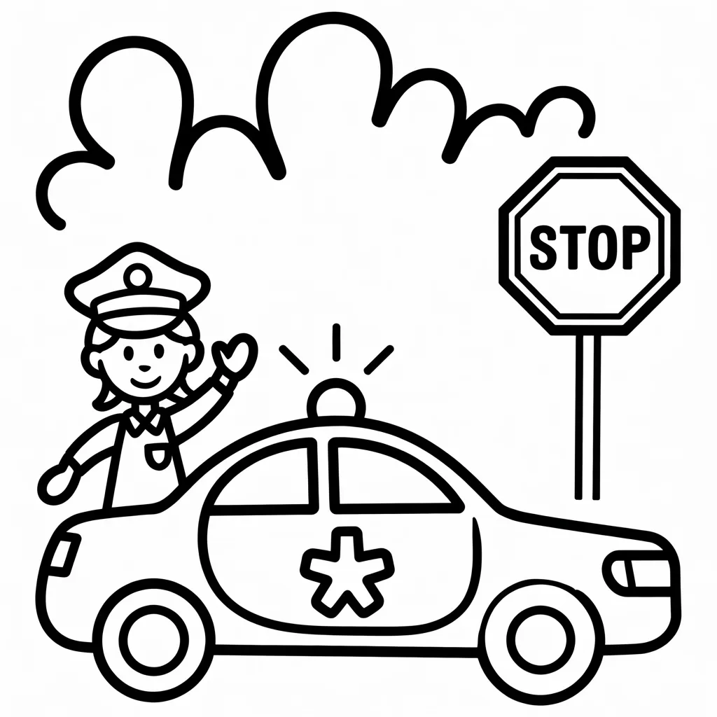 police car with a school crossing guard