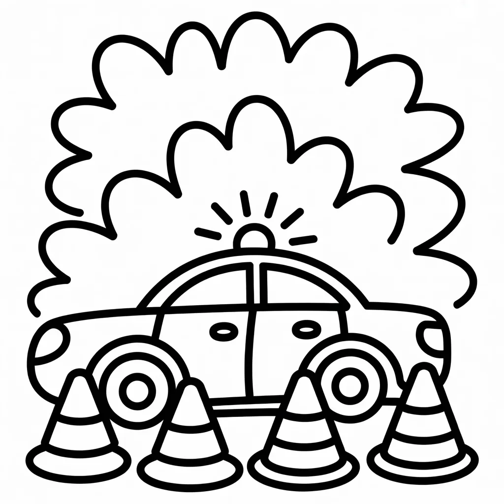 police car with construction zone