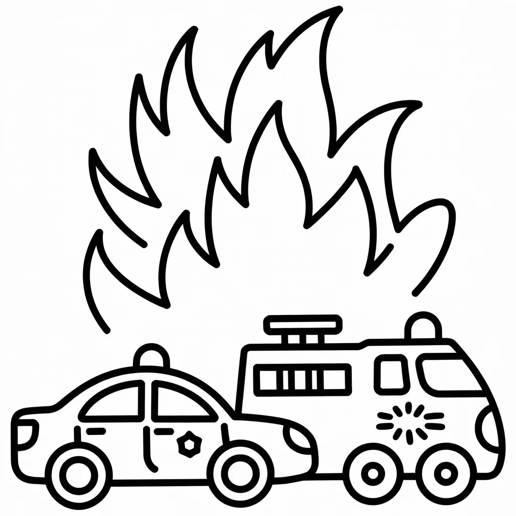 police car with fire engine