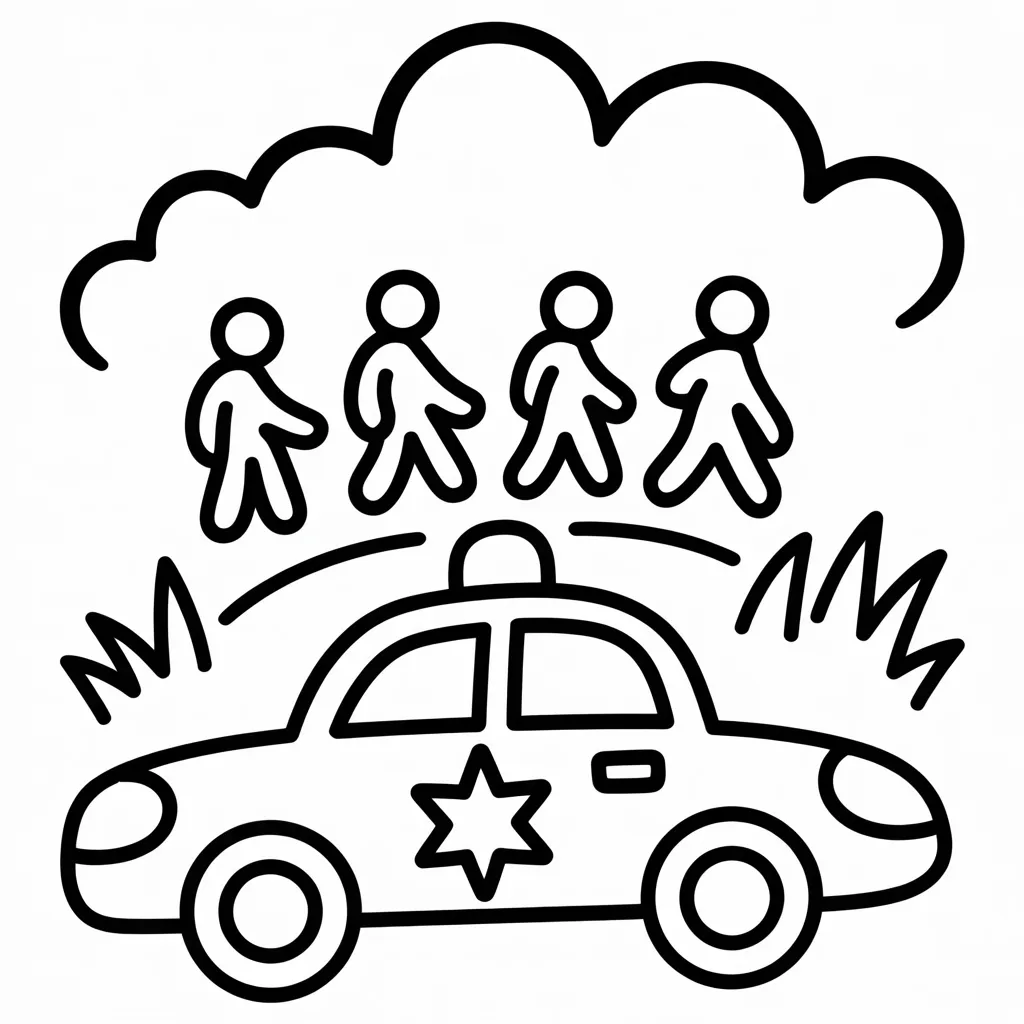 police car with pedestrian crossing