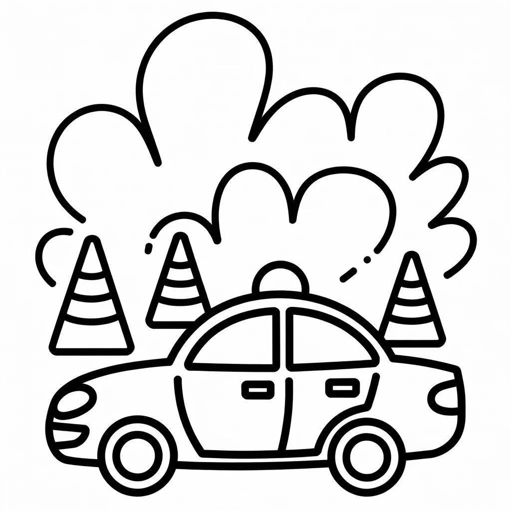 police car with roadblock