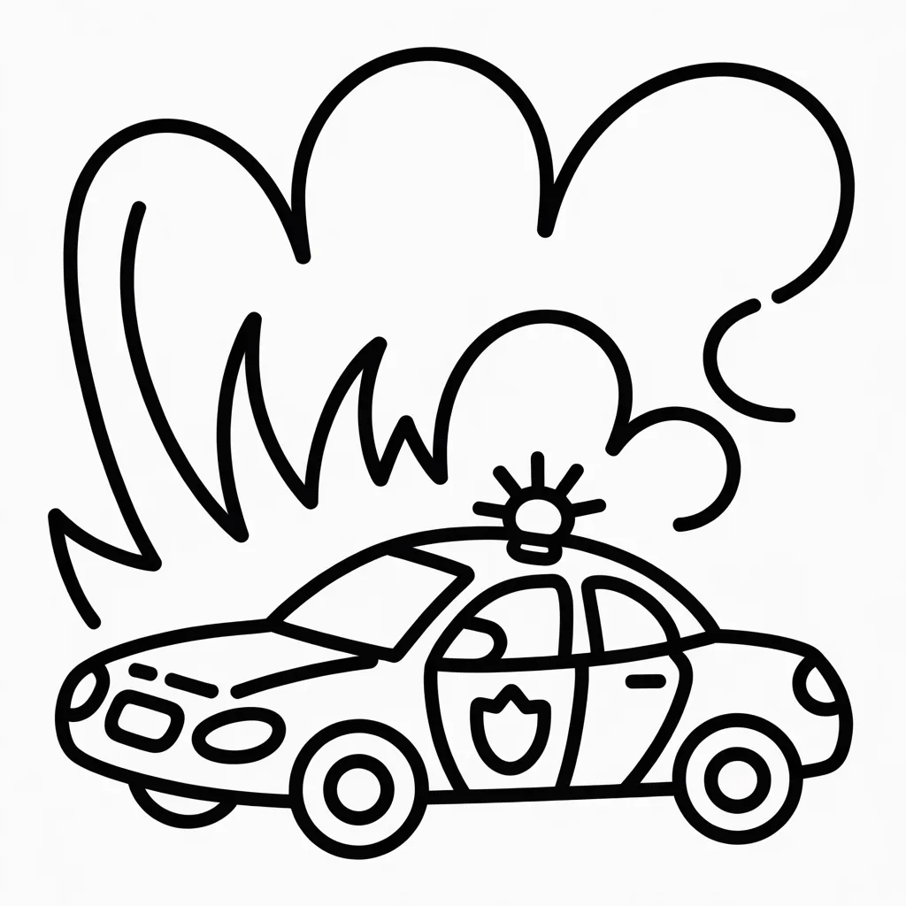 police car with speeding car