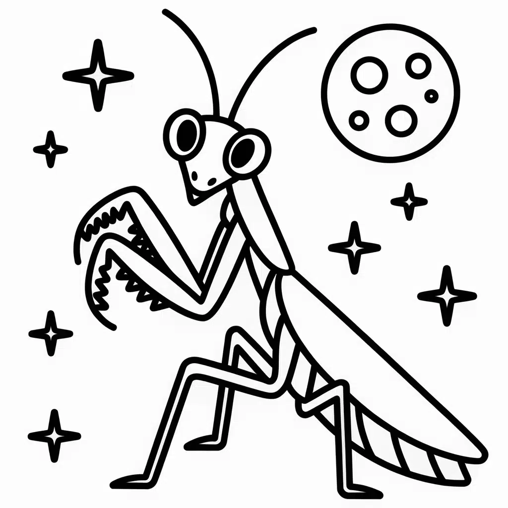 praying mantis and the moon