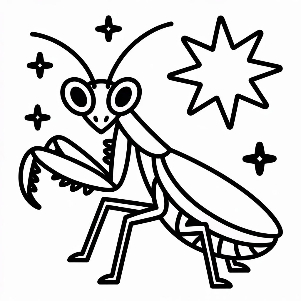 praying mantis at night with stars