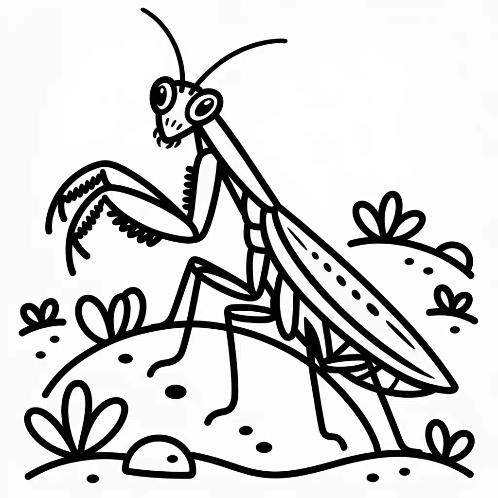 praying mantis in a desert scene