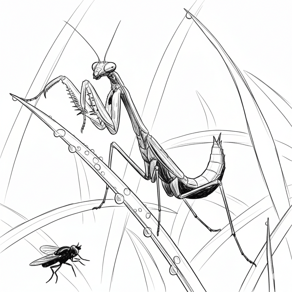 praying mantis in action hunting