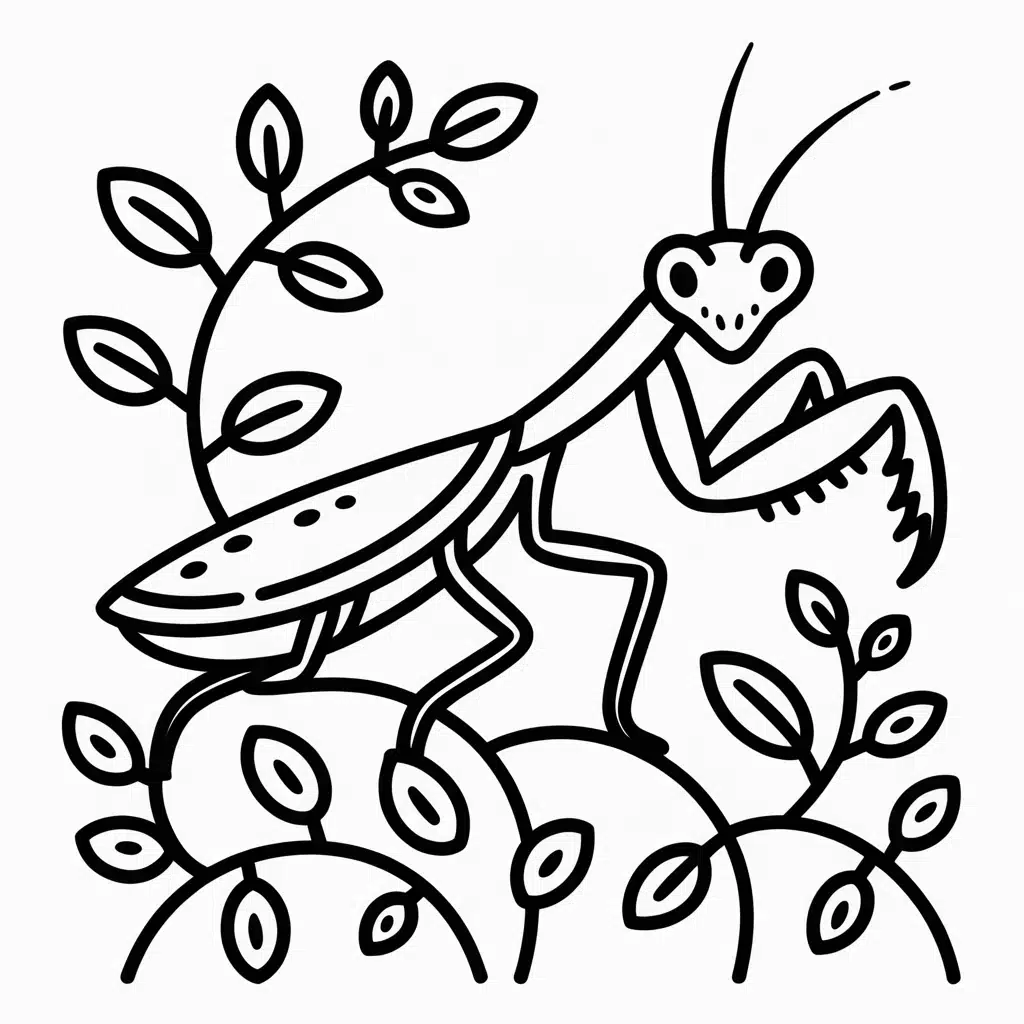 praying mantis on a leafy vine