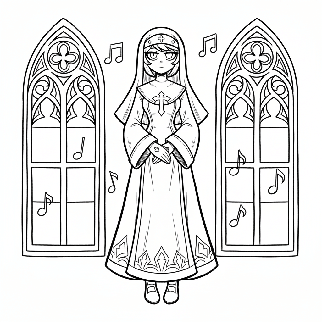 sarventes gothic character coloring sheet