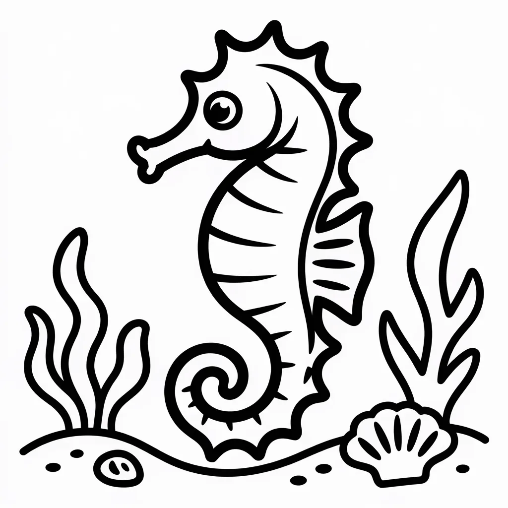 seahorse among seaweed
