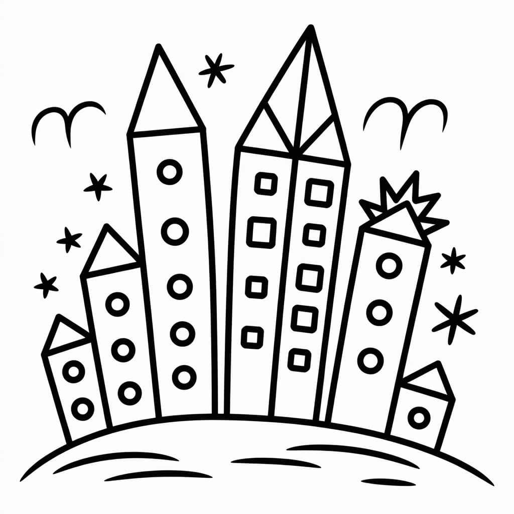 shapes coloring city