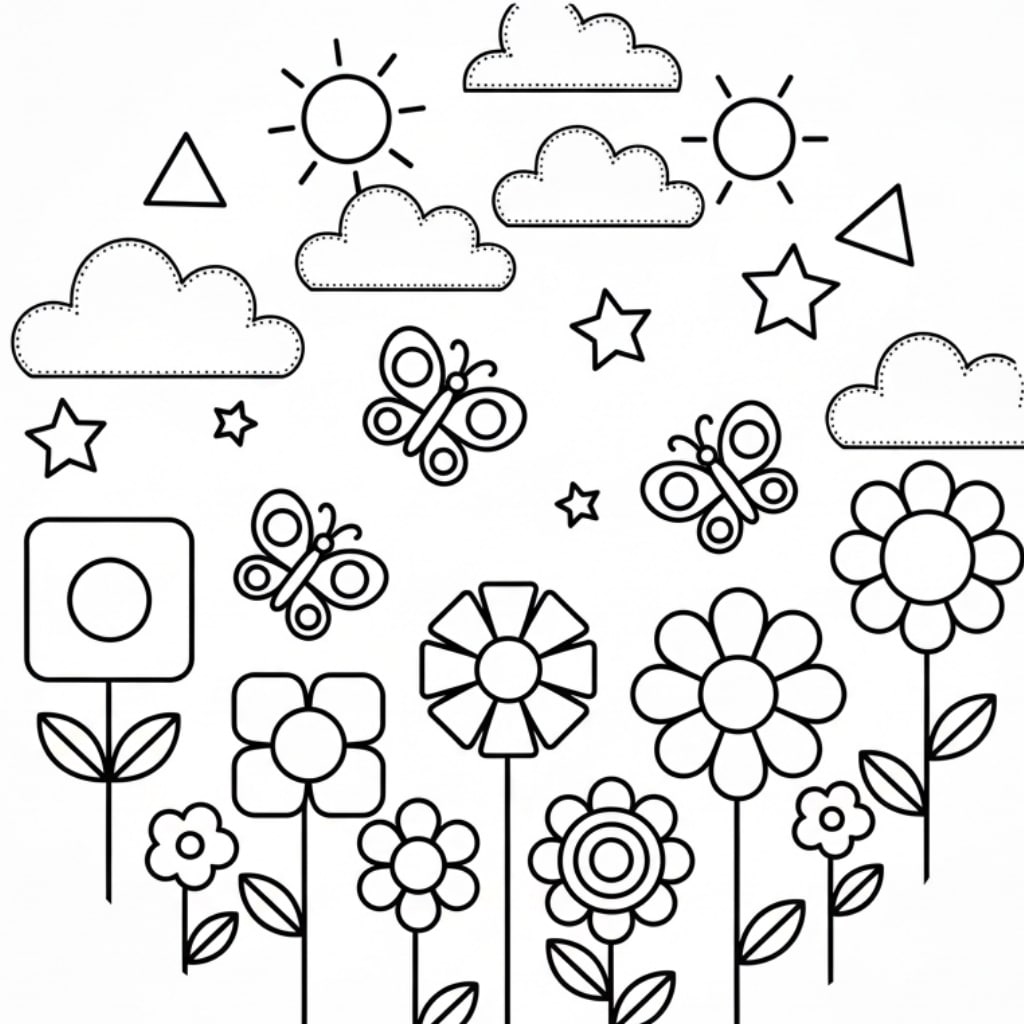 shapes coloring spring
