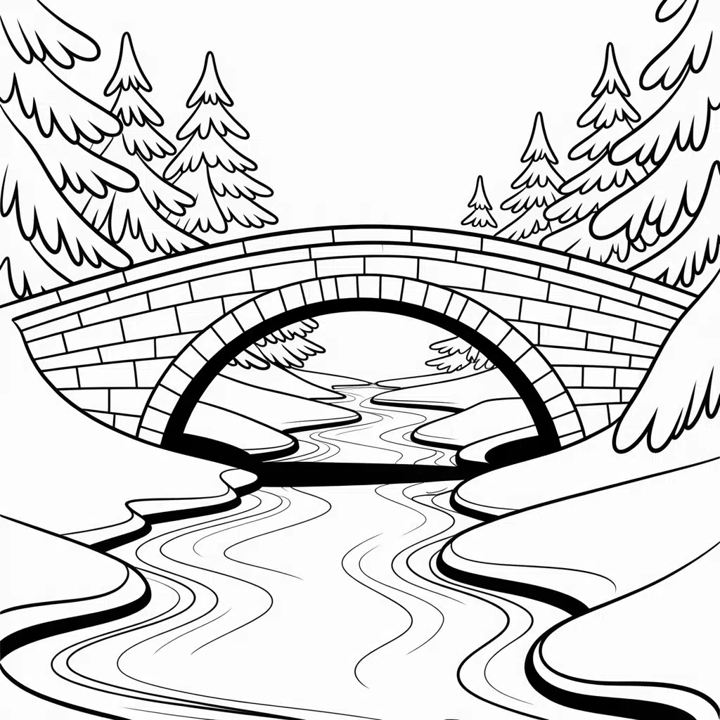 snow covered bridge scene