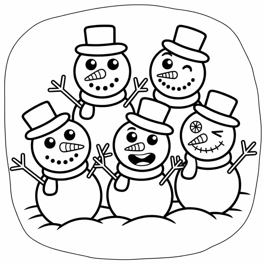 snowman faces practice page