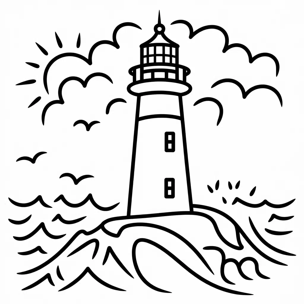 snowy lighthouse scene