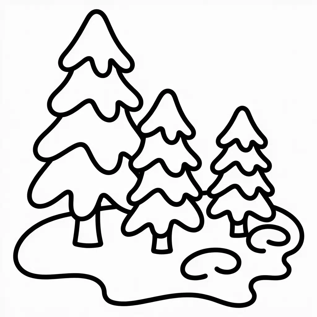snowy pine trees