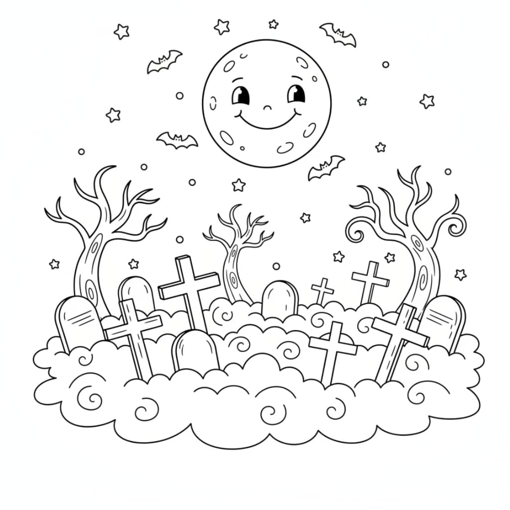 spooky fog graveyard