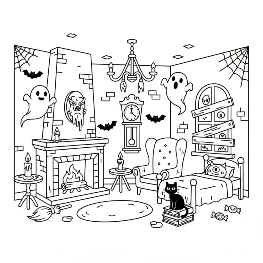 spooky haunted house interior