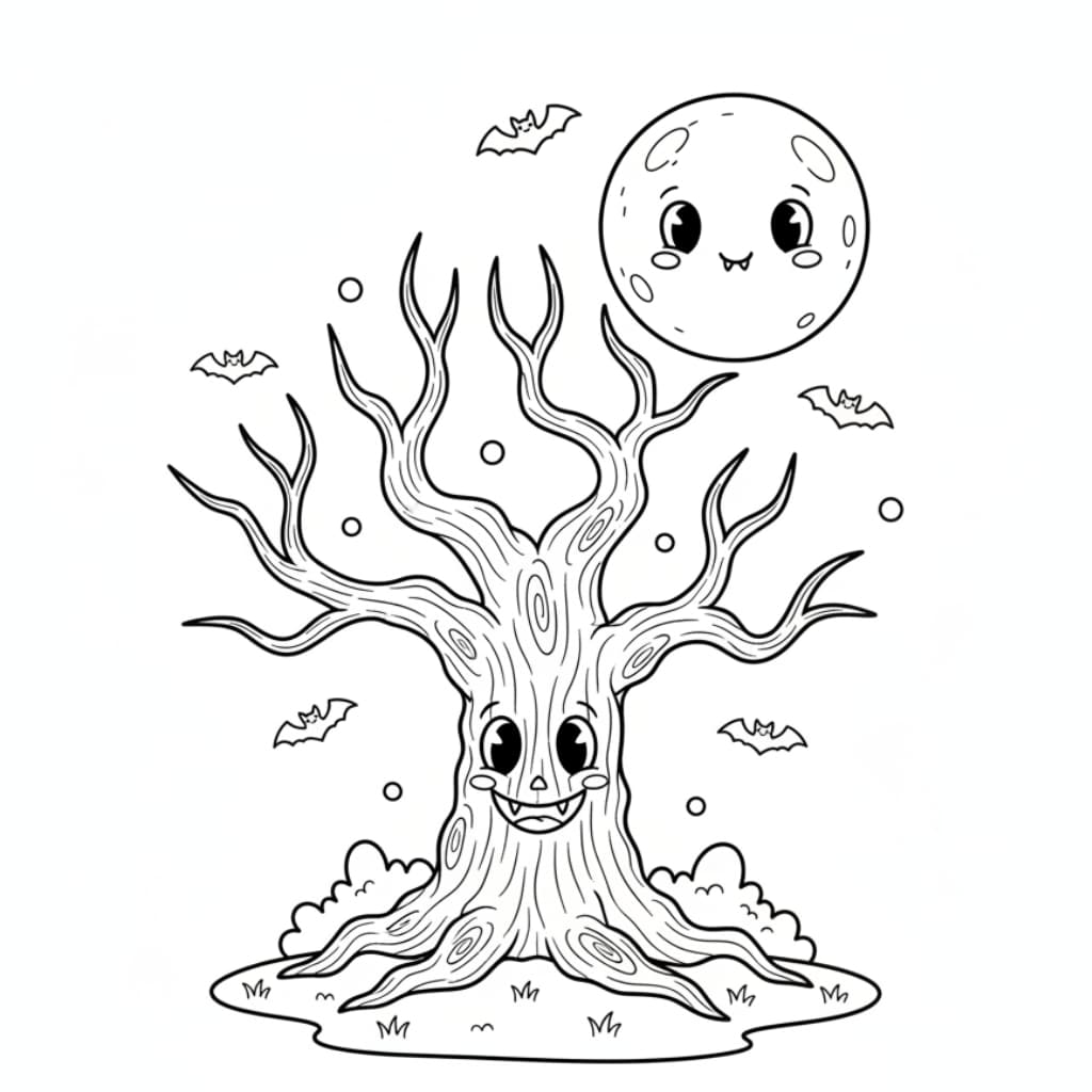 spooky tree moon