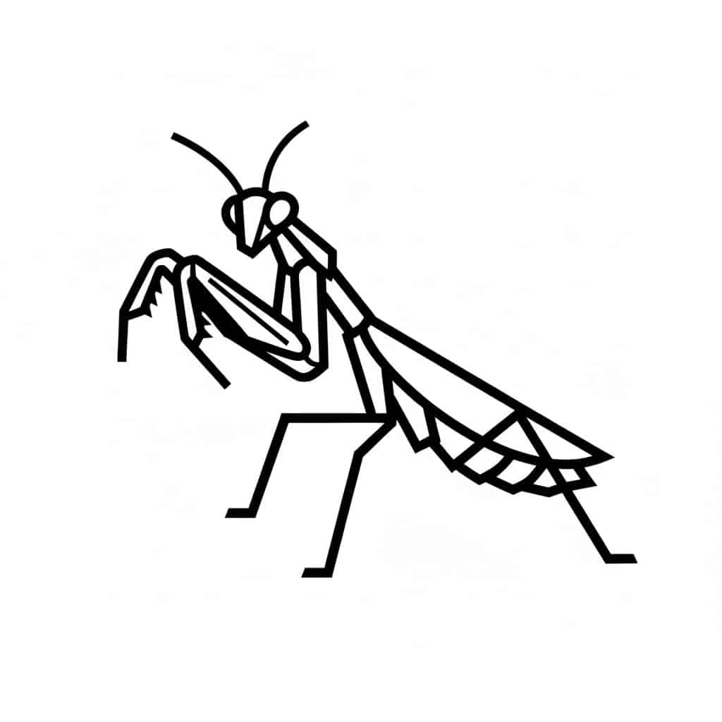stylized geometric praying mantis