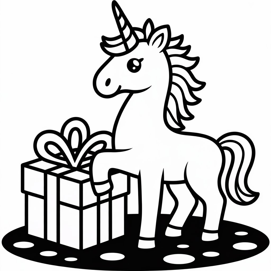 unicorn and a gift box