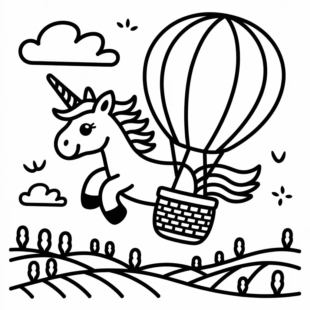 unicorn and a hot air balloon
