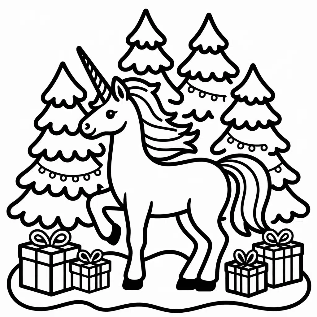 unicorn and christmas decorations
