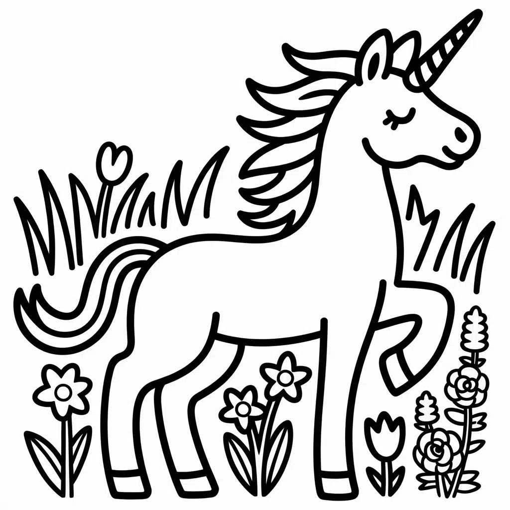 unicorn and flowers in bloom