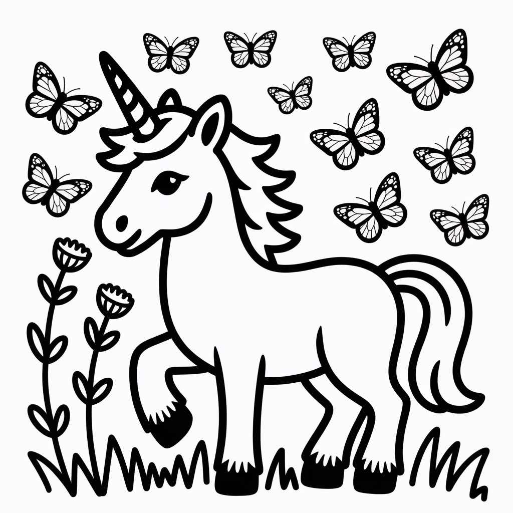 unicorn and rainbow butterflies