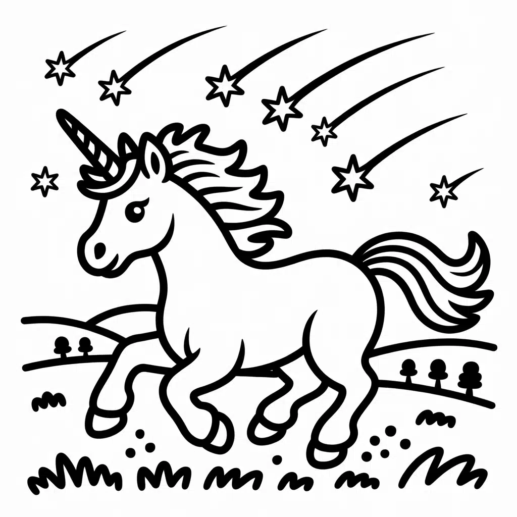 unicorn and shooting stars