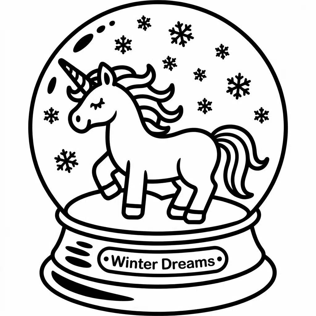 unicorn in a snow globe