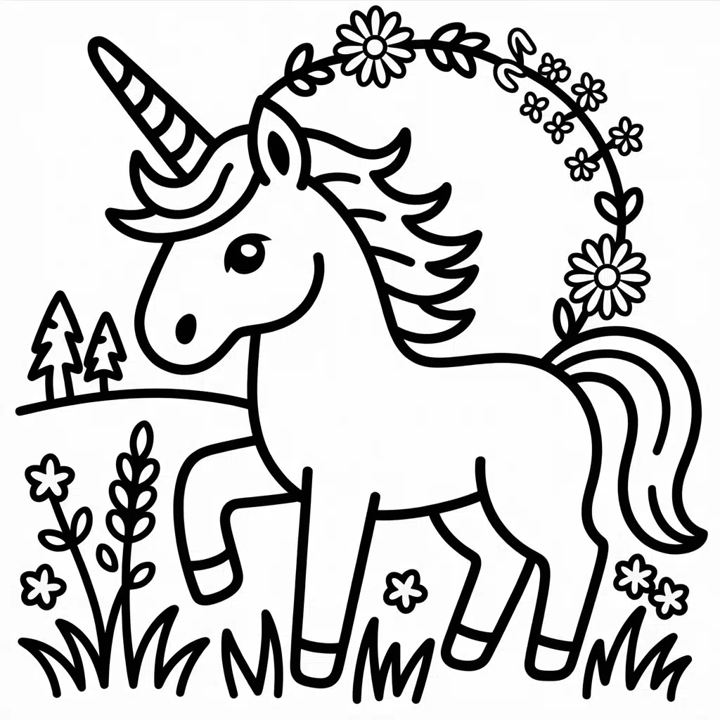 unicorn with a flower garland
