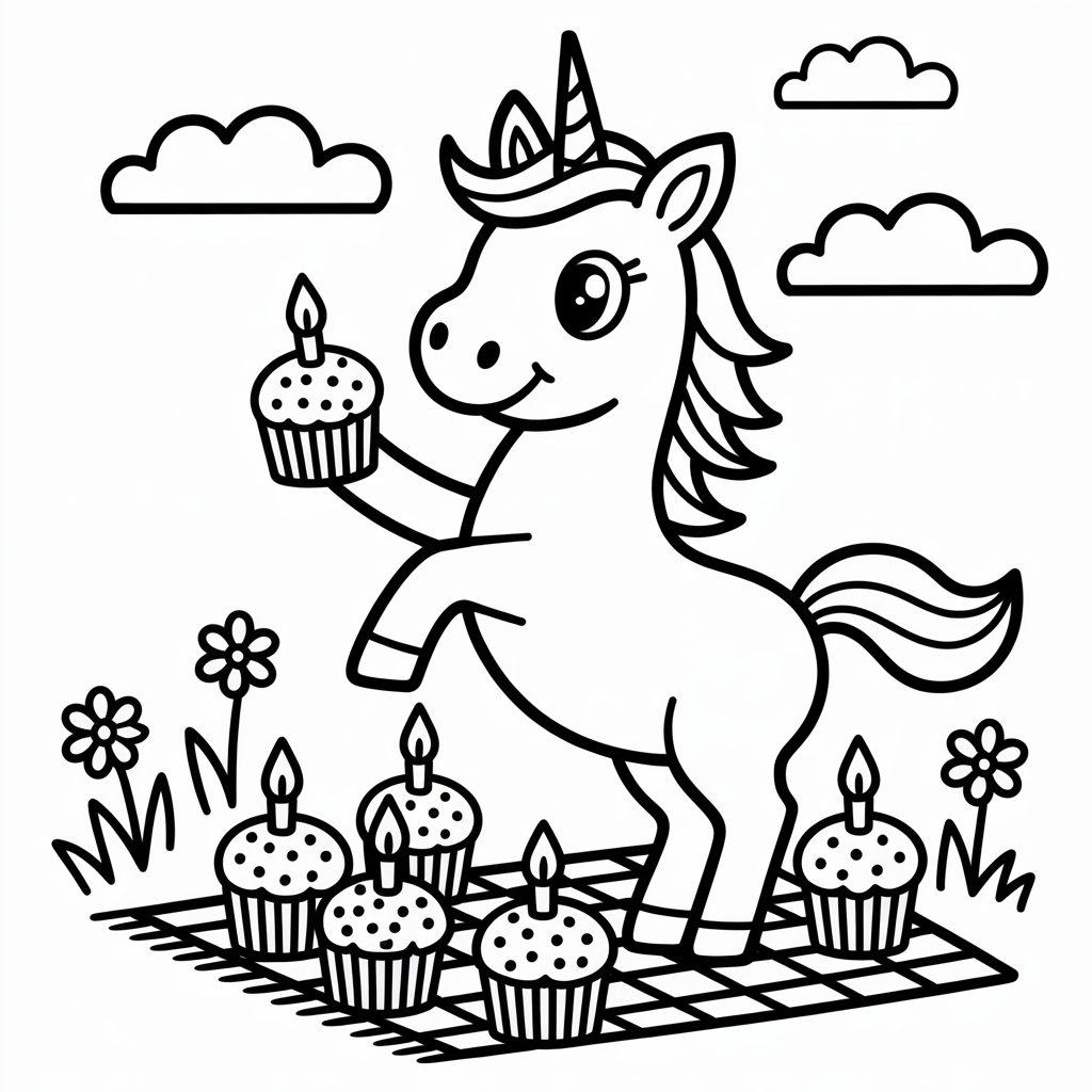 unicorn with cupcakes