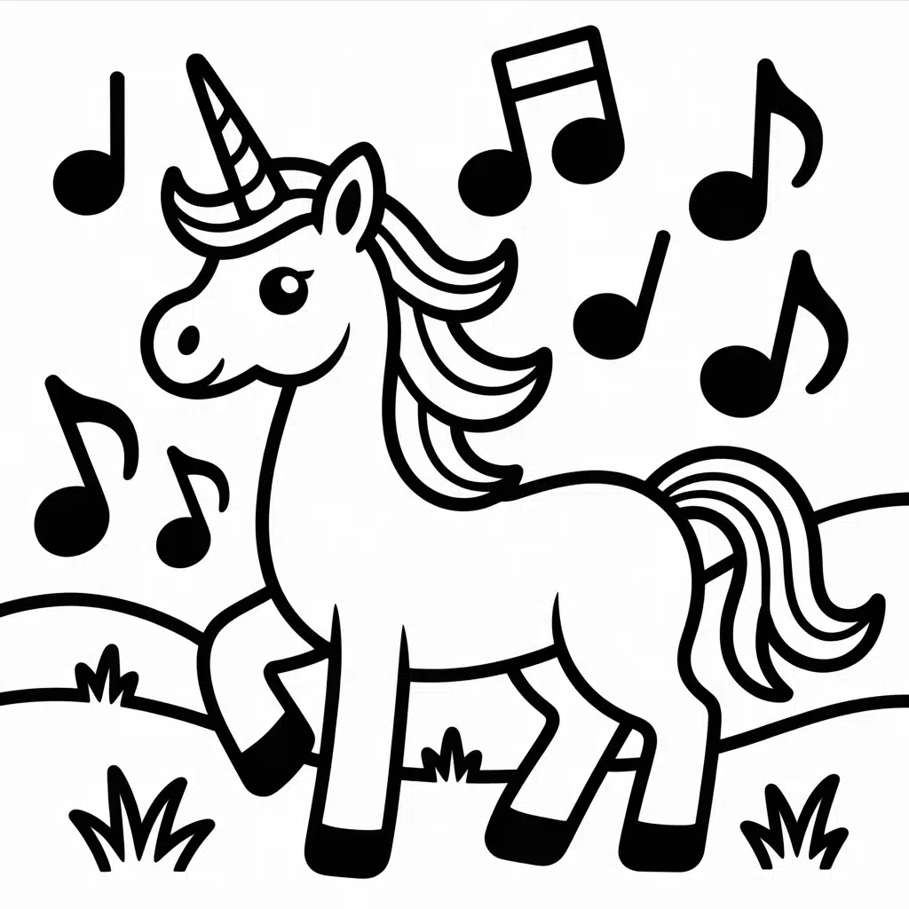 unicorn with music notes