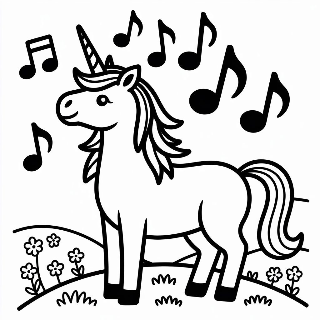 unicorn with musical notes