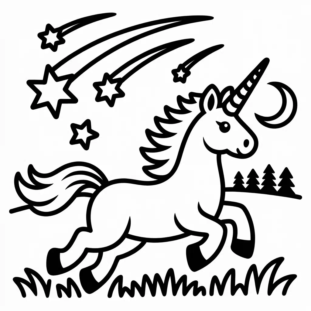 unicorn with shooting stars