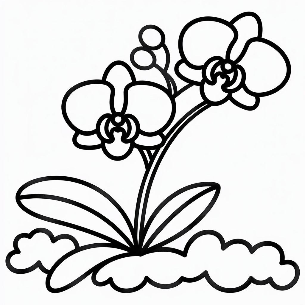 watercolor orchid outline