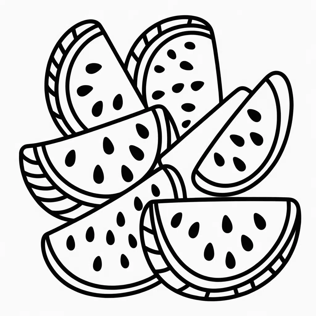 watermelon slices coloring page
