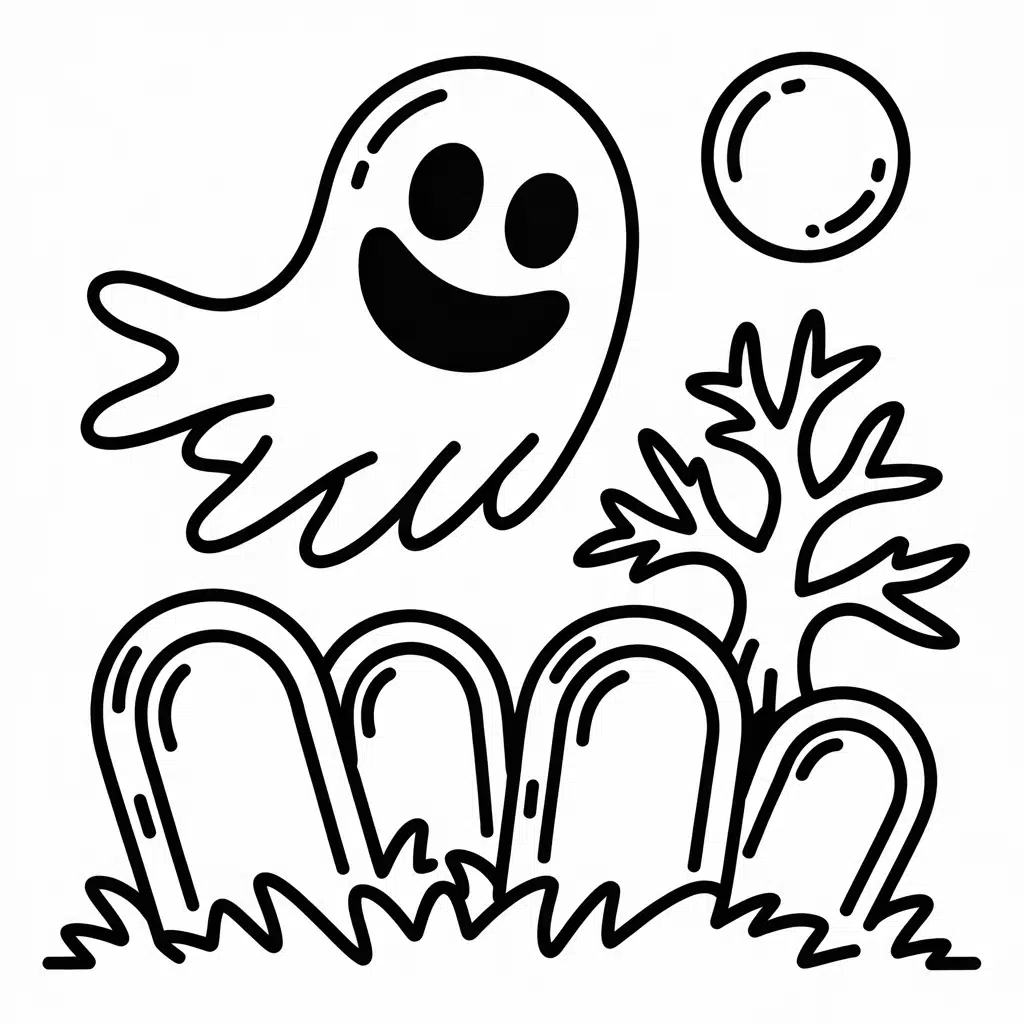 wicked ghost in a graveyard