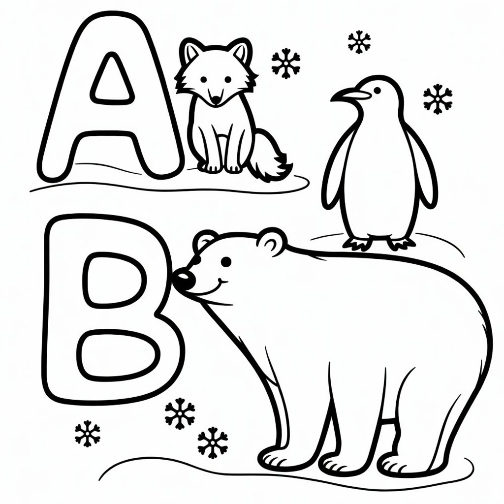 winter animals alphabet page