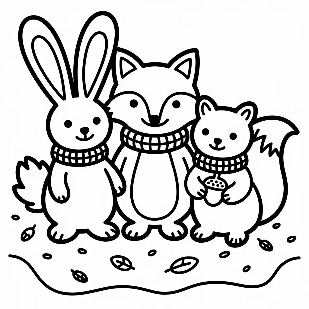 winter animals in scarves