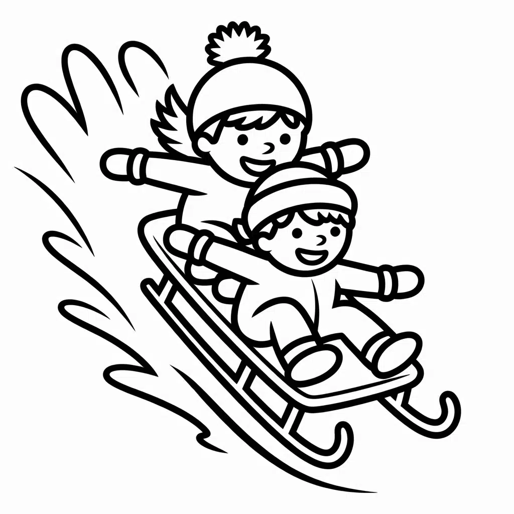 winter sledding scene