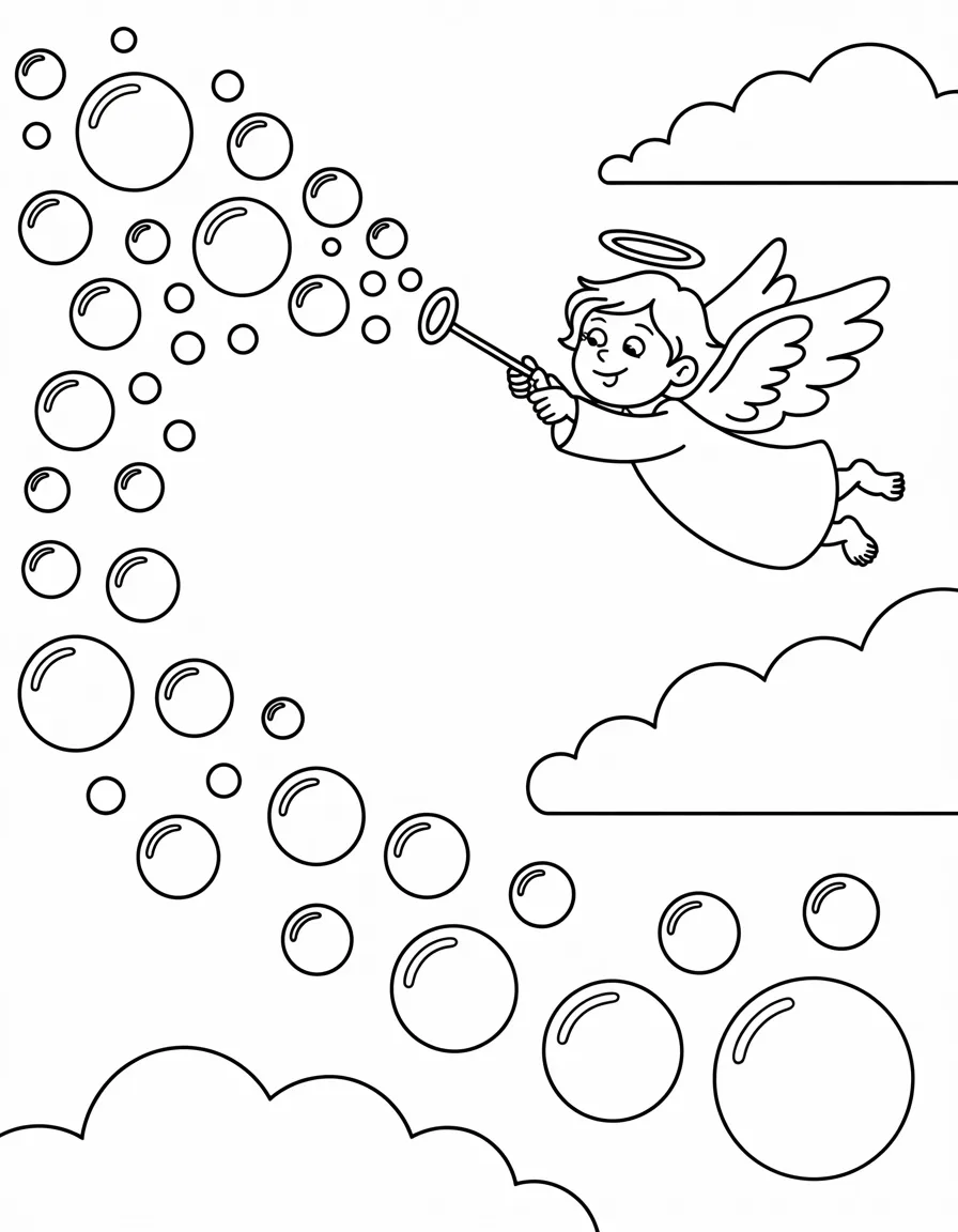 Angel-Blowing-Bubbles-in-the-Sky