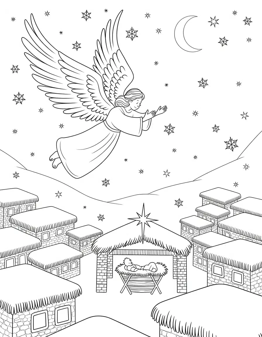 Angel-Over-a-Snowy-Bethlehem-Village