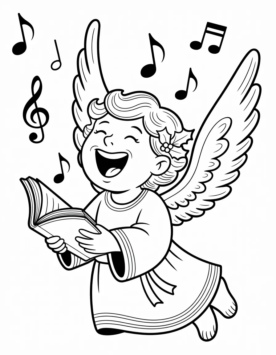 Angel-Singing-Christmas-Carols-With-a-Songbook