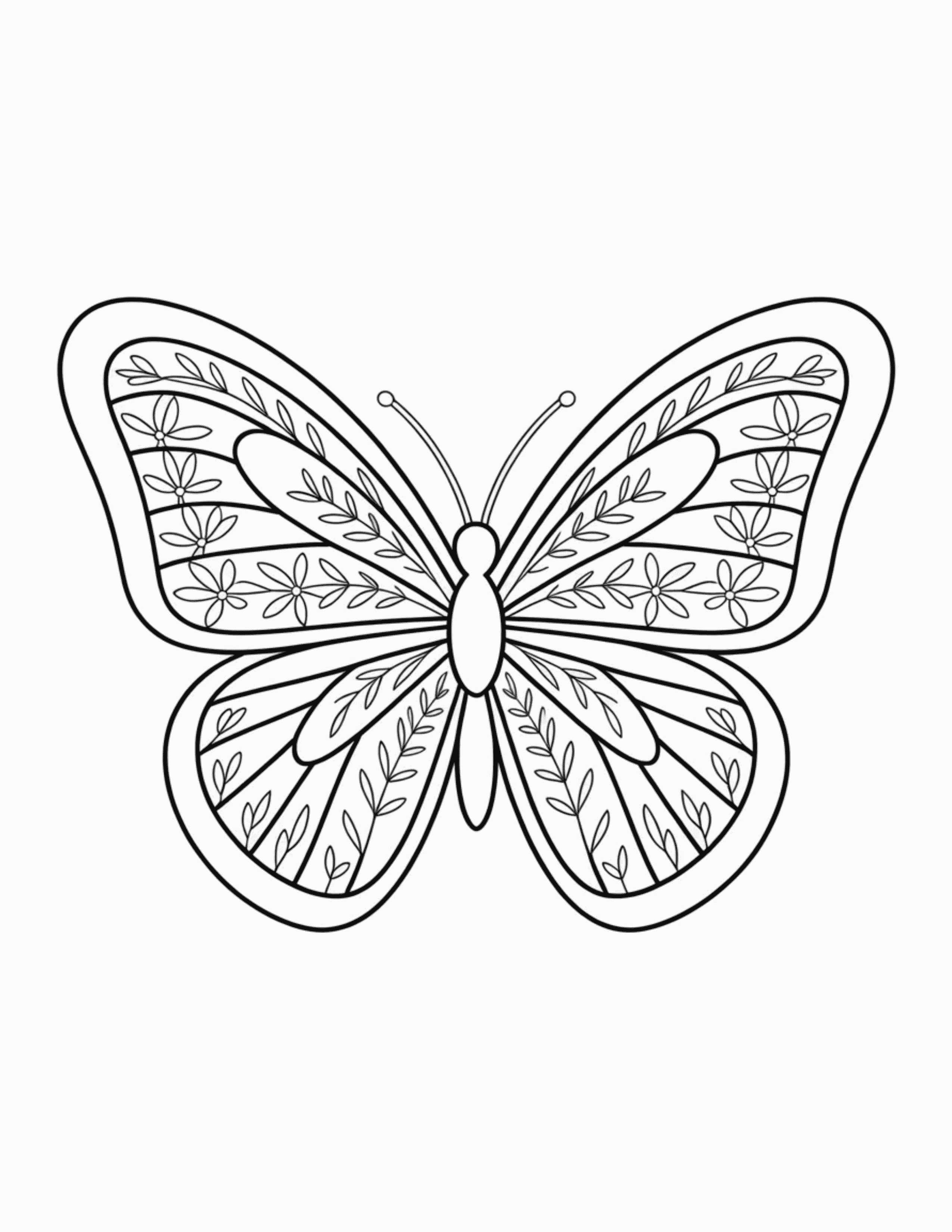 Butterfly-With-Floral-and-Vine-Wing-Design