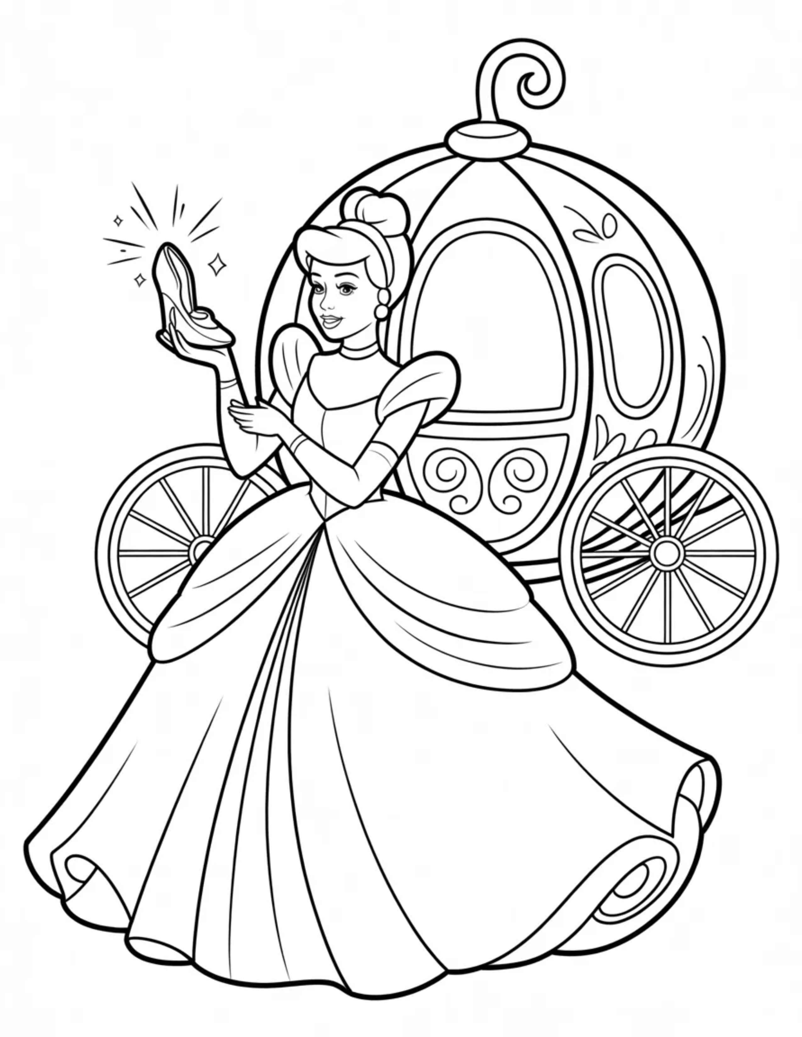 Cinderella-With-Glass-Slipper-And-Pumpkin-Carriage