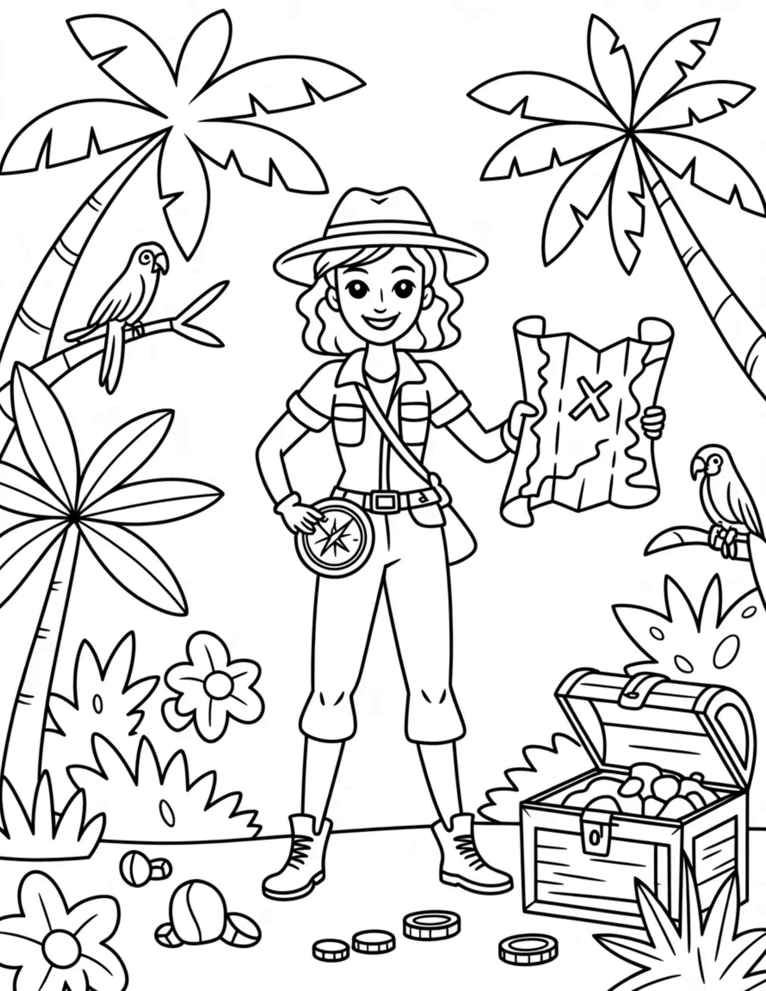Explorer-princess-with-a-compass-and-treasure-map