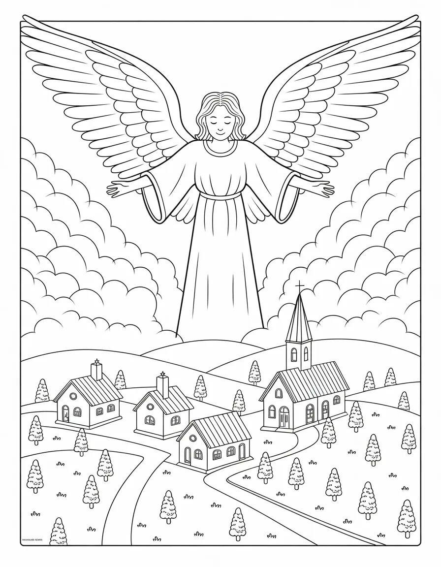 Guardian-Angel-With-Open-Arms-Over-a-Village