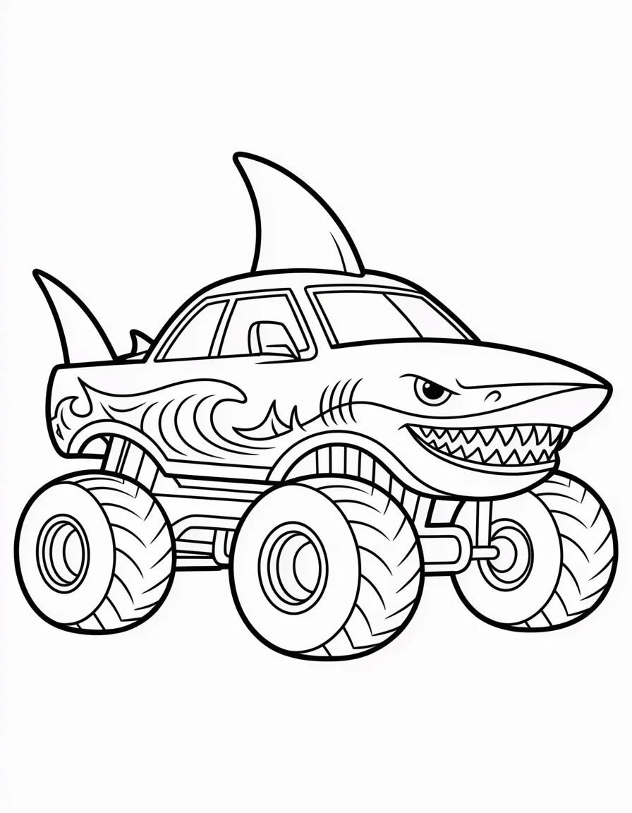 Megalodon-truck-colouring-sheet